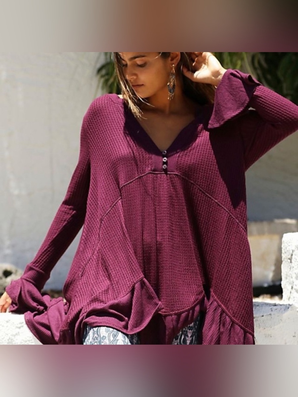 🍇Free People - Olivia Henley Tunic in Wine/ Burgundy Size M